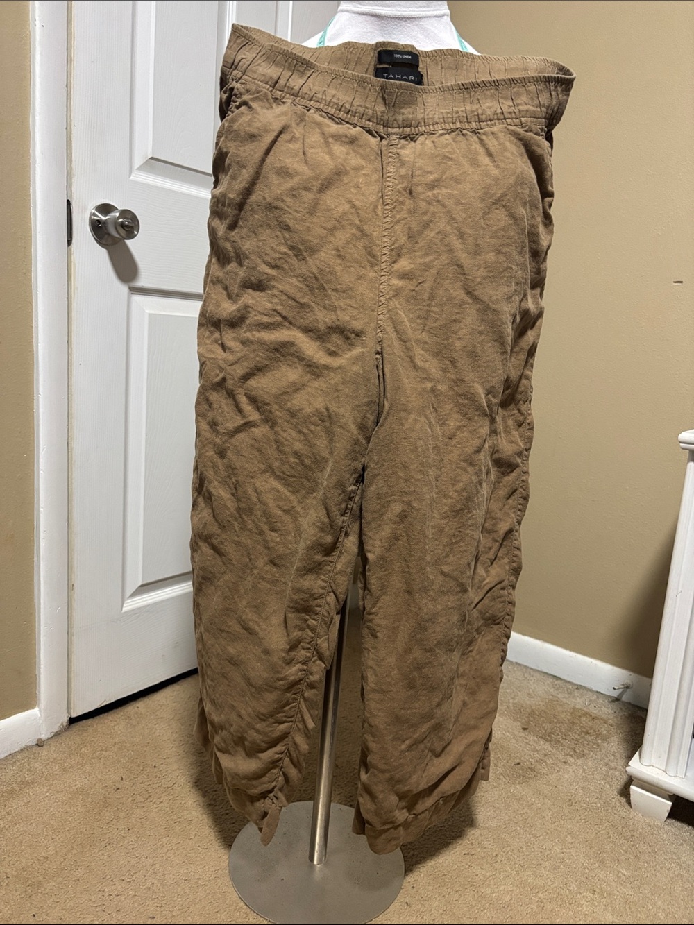 Tahari Men's Drawstring Chino Pants in Tan Brown